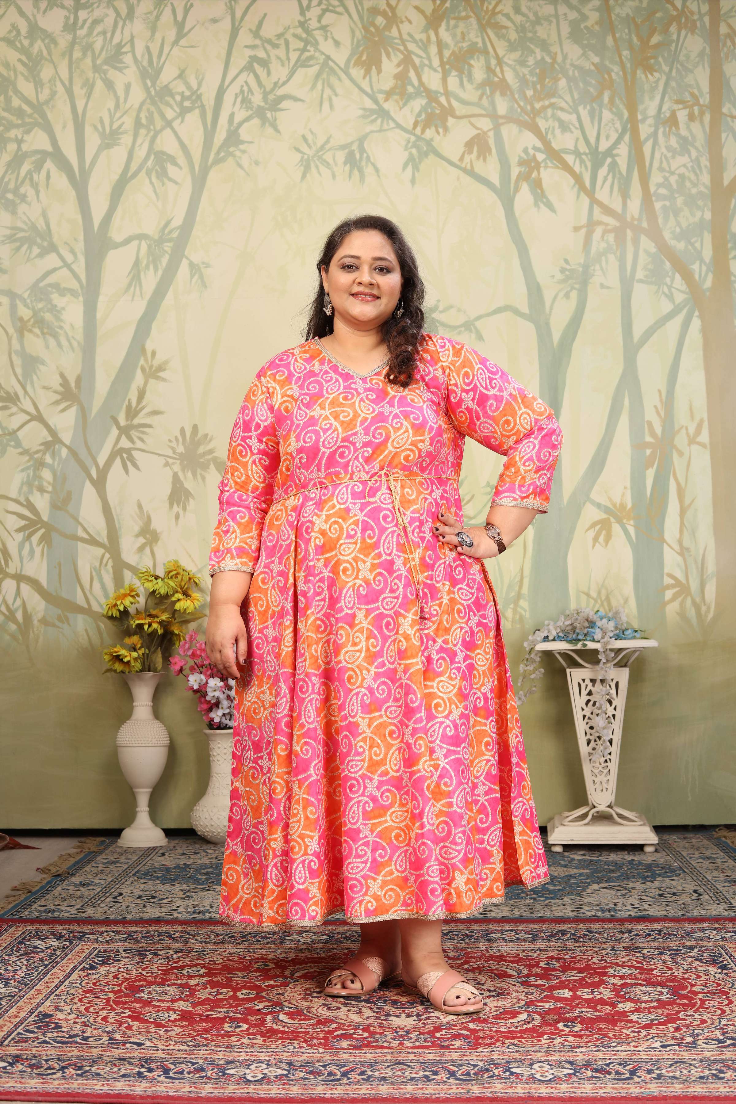 Jyoti Fashion Women's Pink Rayon Floral Print with Sequins Designer Anarkali Set | Grocsy