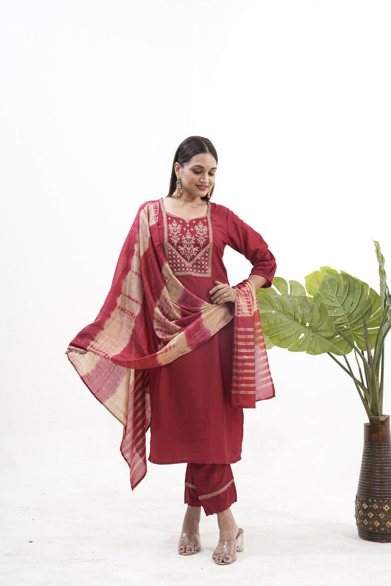 Jyoti Fashion Women's Purple Roman Silk Sequins Embroidered Kurta Set | Grocsy