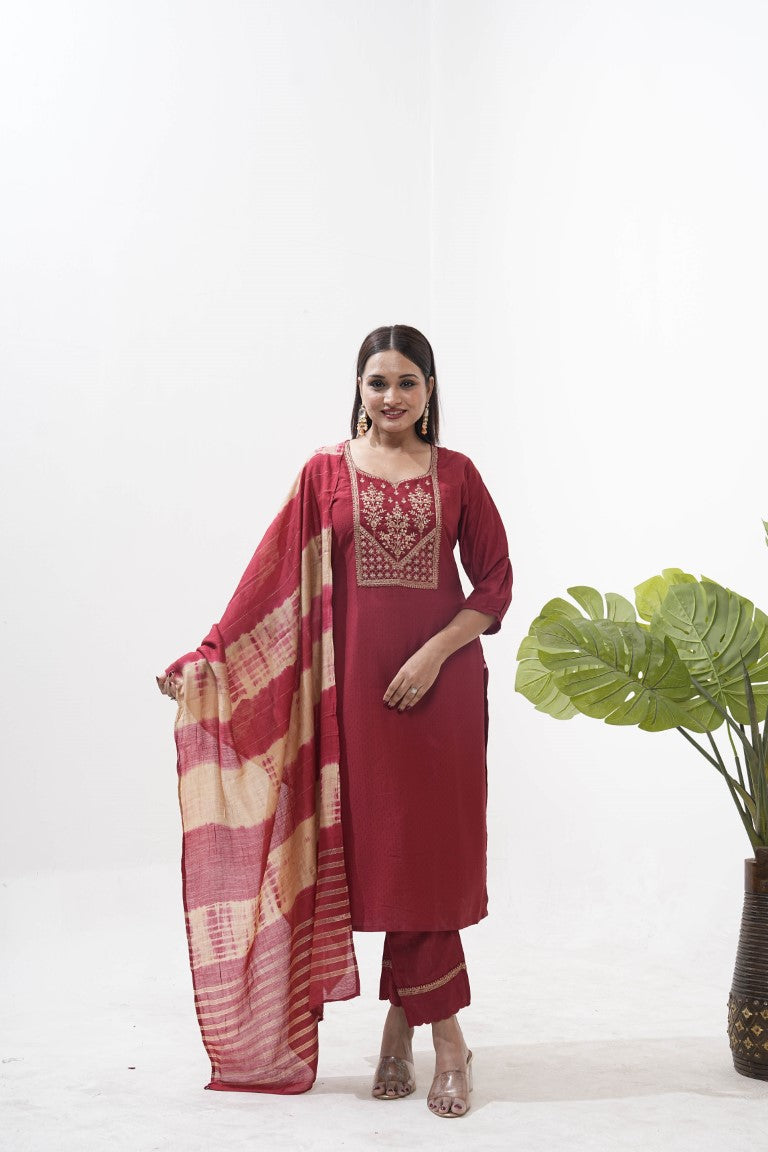 Jyoti Fashion Women's Purple Roman Silk Sequins Embroidered Kurta Set | Grocsy