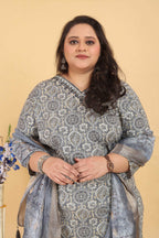 Jyoti Fashion Women's Grey Rayon Digital Print with Handwork Kurta Set | Grocsy