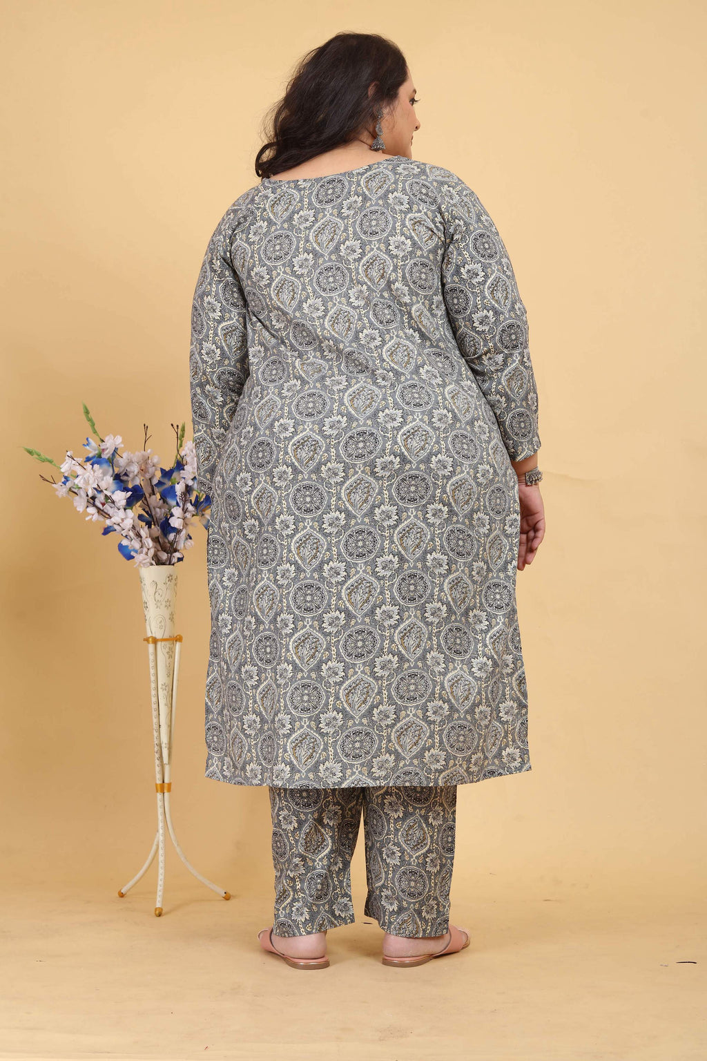 Jyoti Fashion Women's Grey Rayon Digital Print with Handwork Kurta Set | Grocsy