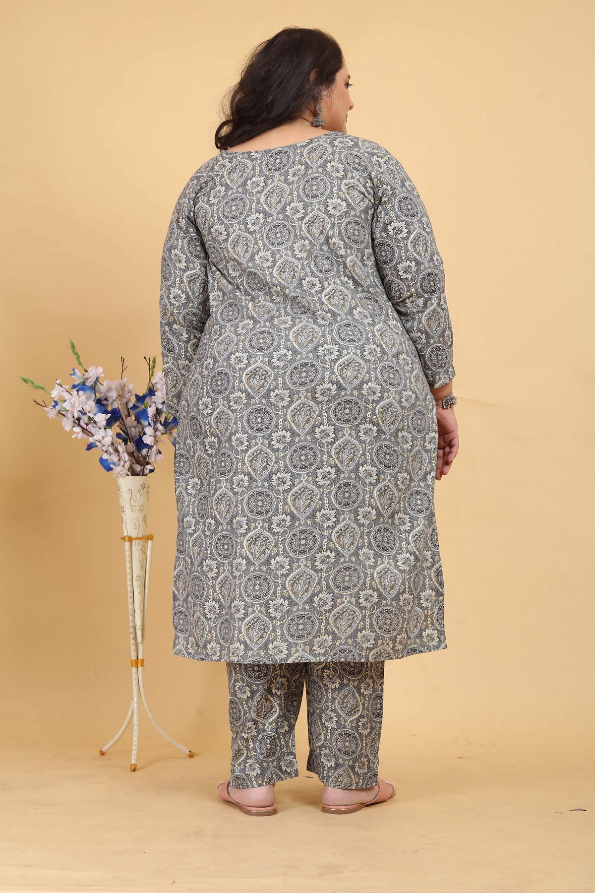 Jyoti Fashion Women's Grey Rayon Digital Print with Handwork Kurta Set | Grocsy