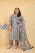 Jyoti Fashion Women's Grey Rayon Digital Print with Handwork Kurta Set | Grocsy