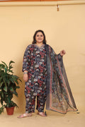 Jyoti Fashion Women's Black Rayon Digital Print with Handwork Kurta Set | Grocsy