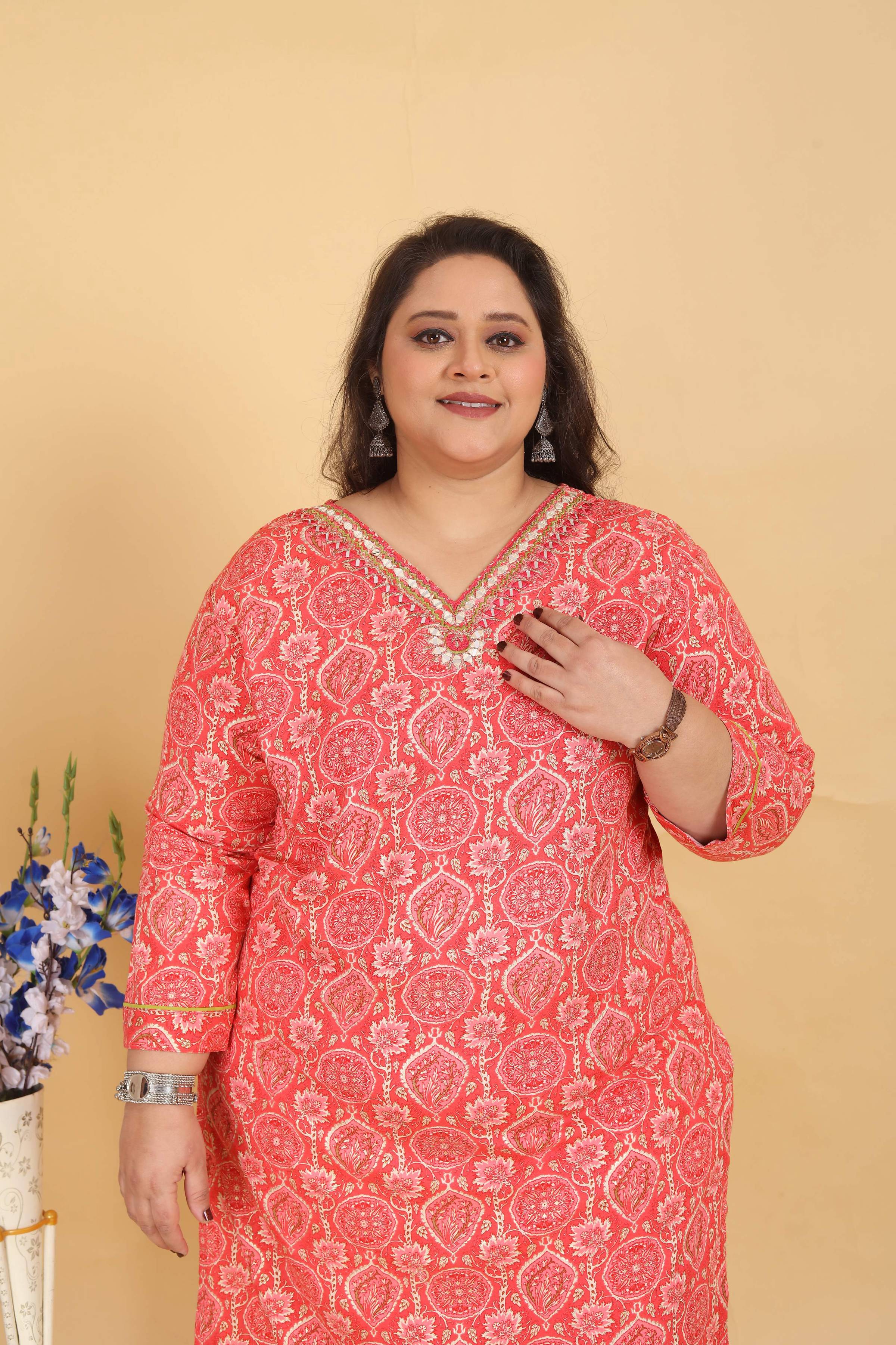 Jyoti Fashion Women's Pink Rayon Digital Print with Handwork Kurta Set | Grocsy