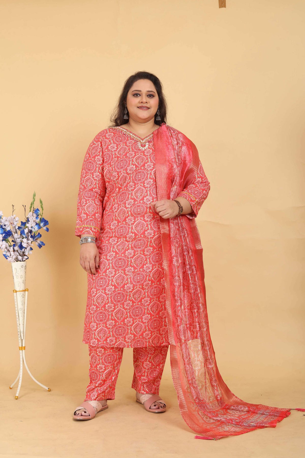 Jyoti Fashion Women's Pink Rayon Digital Print with Handwork Kurta Set | Grocsy