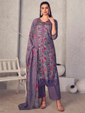 Jyoti Fashion Women's Purple Pure Pashmina Digital Print with Jacquard Woven Kurta with Trouser & Dupatta | Grocsy