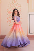 Jyoti Fashion Women's Lavender Gold Crush Embroidered Designer Anarkali Set | Grocsy