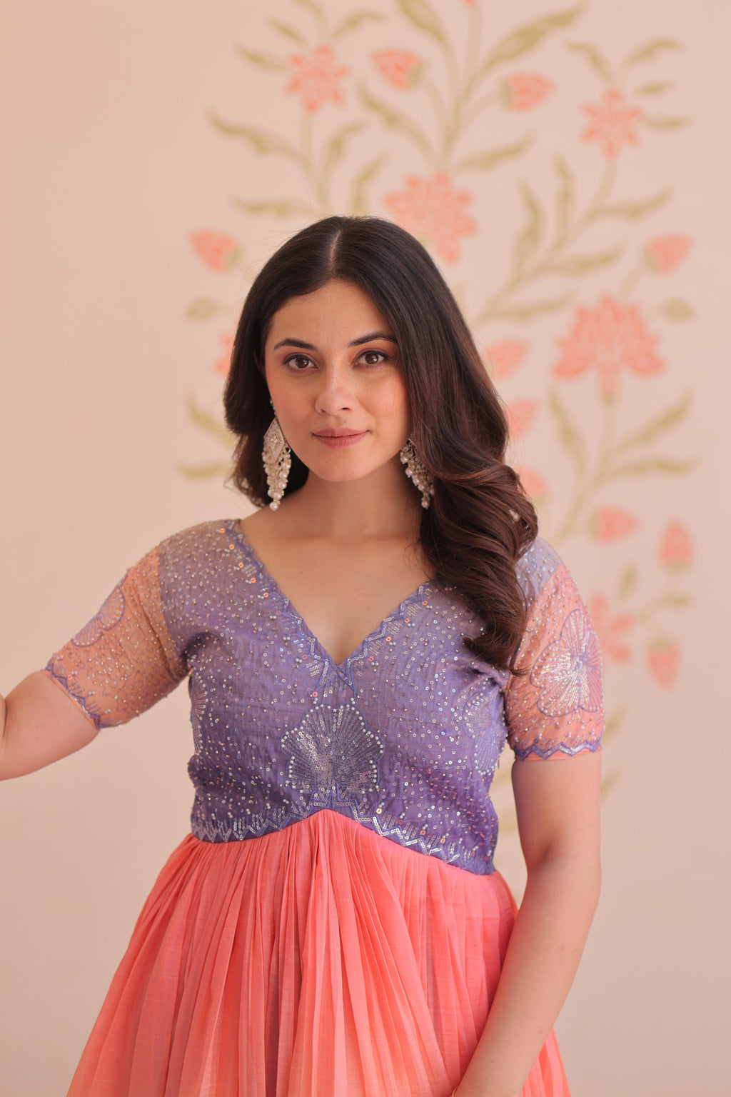 Jyoti Fashion Women's Lavender Gold Crush Embroidered Designer Anarkali Set | Grocsy