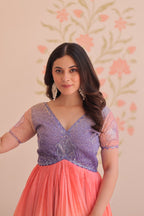Jyoti Fashion Women's Lavender Gold Crush Embroidered Designer Anarkali Set | Grocsy