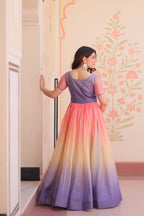 Jyoti Fashion Women's Lavender Gold Crush Embroidered Designer Anarkali Set | Grocsy