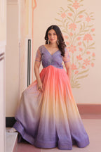 Jyoti Fashion Women's Lavender Gold Crush Embroidered Designer Anarkali Set | Grocsy