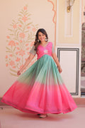 Jyoti Fashion Women's Pink Gold Crush Embroidered Designer Anarkali Set | Grocsy