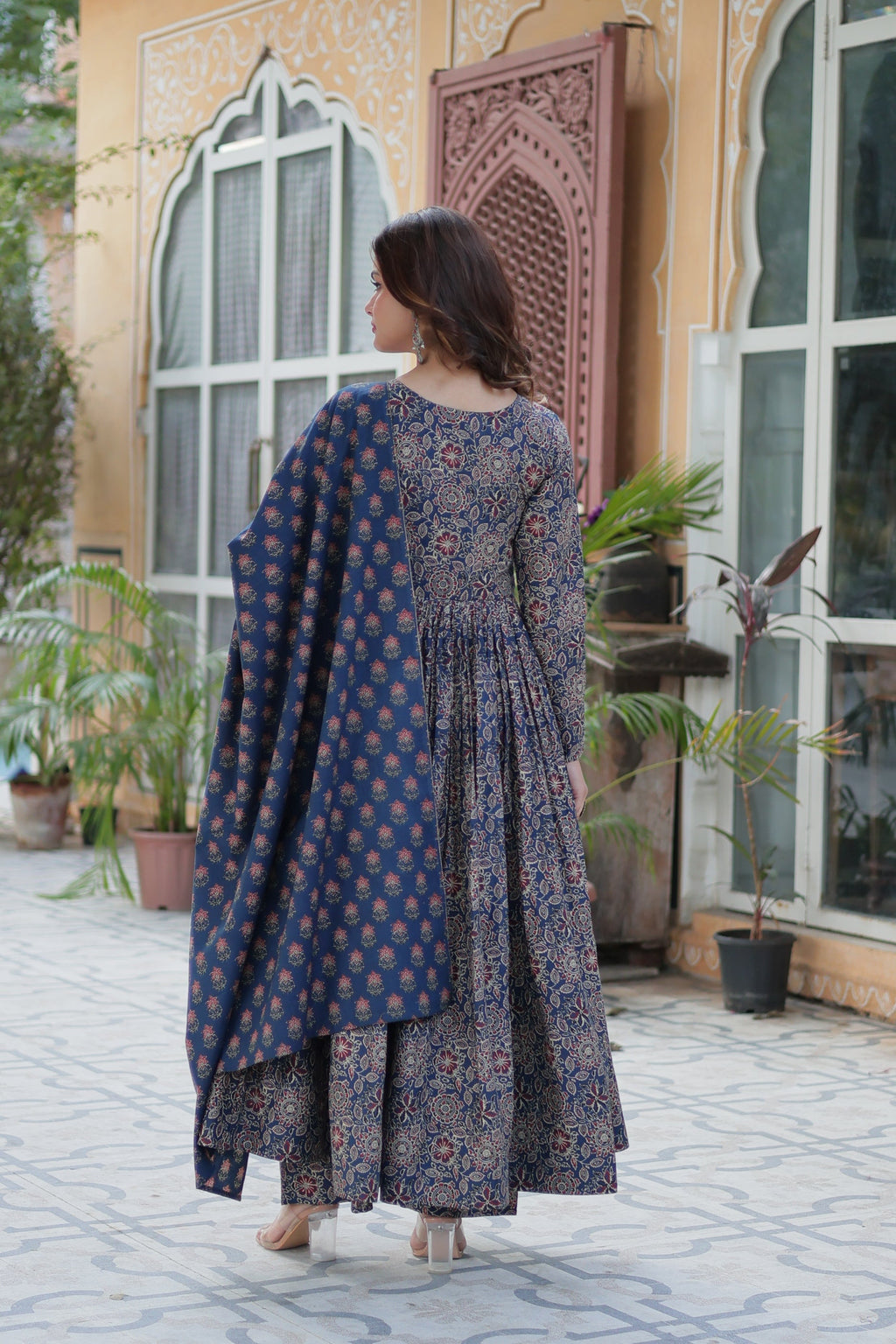 Jyoti Fashion Women's Blue Cotton Floral Printed Designer Kurta Set | Grocsy