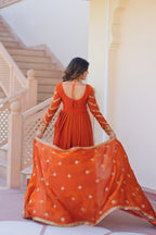 Jyoti Fashion Women's Fanta Fendi Sequins & Zari Embroidered Anarkali Set With Dupatta | Grocsy