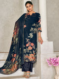 Jyoti Fashion Women's Navy Blue Pashmina Floral Digital Printed Kurta with Trouser & Dupatta | Grocsy
