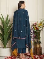 Jyoti Fashion Women's Navy Blue Chinon Chiffon Embroidered Designer Straight Suit Set | Grocsy