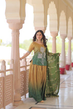 Jyoti Fashion Women's Green Chinon Beads Embroidered Sharara Set with Dupatta | Grocsy