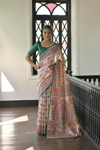 Jyoti Fashion Women's Green Soft Tussar Silk Printed Designer Saree with Blouse | Grocsy