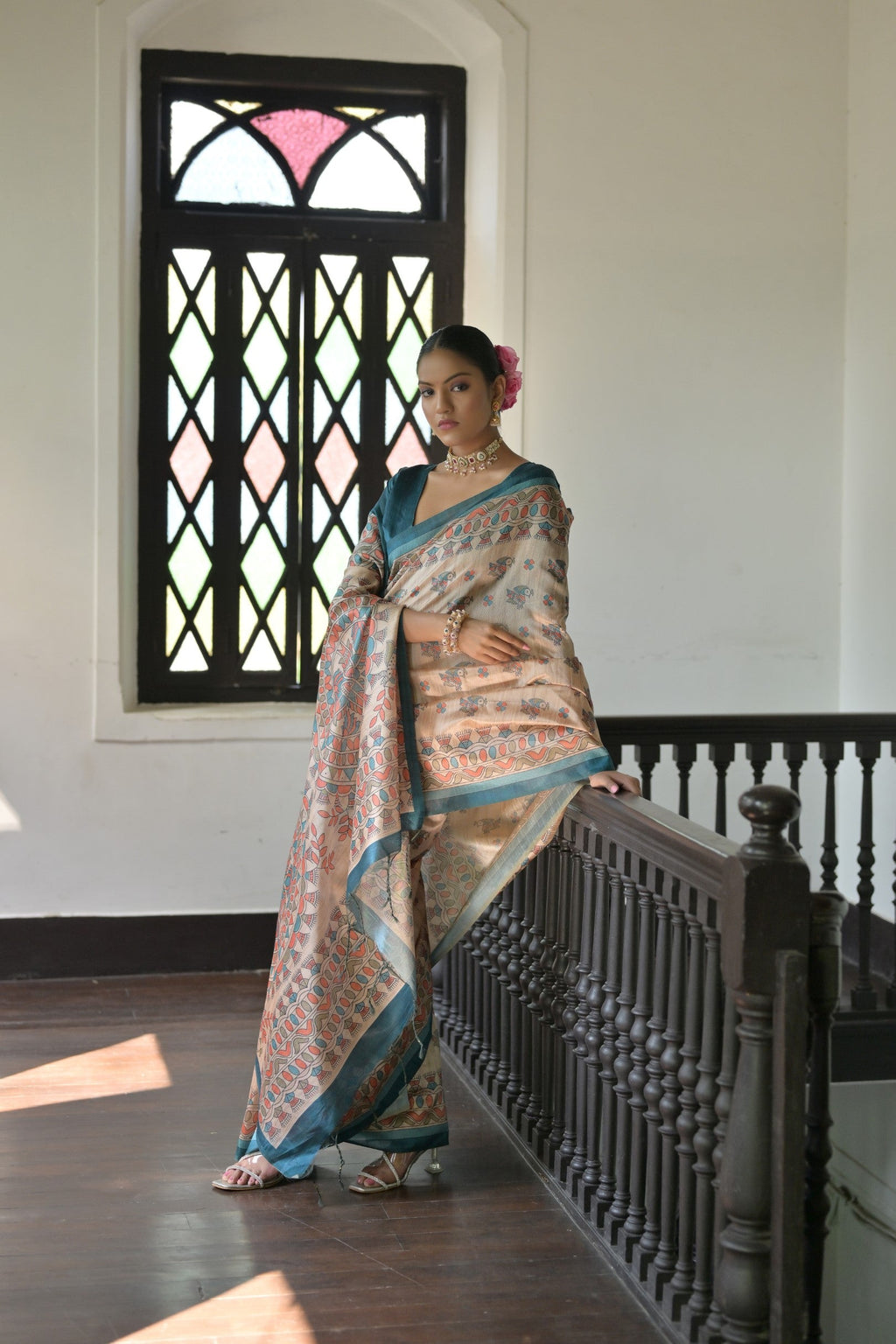 Jyoti Fashion Women's Rama Soft Tussar Silk Printed Designer Saree with Blouse | Grocsy