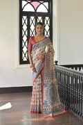 Jyoti Fashion Women's Red Soft Tussar Silk Printed Designer Saree with Blouse | Grocsy