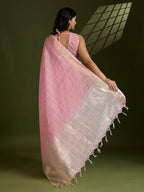 Jyoti Fashion Women's Pink Tissue Linen Silk Zari Woven Designer Saree with Blouse | Grocsy