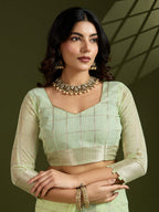Jyoti Fashion Women's Sea Green Tissue Linen Silk Zari Woven Designer Saree with Blouse | Grocsy