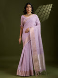 Jyoti Fashion Women's Purple Tissue Linen Silk Zari Woven Designer Saree with Blouse | Grocsy