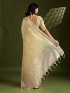Jyoti Fashion Women's Light Yellow Tissue Linen Silk Zari Woven Designer Saree with Blouse | Grocsy