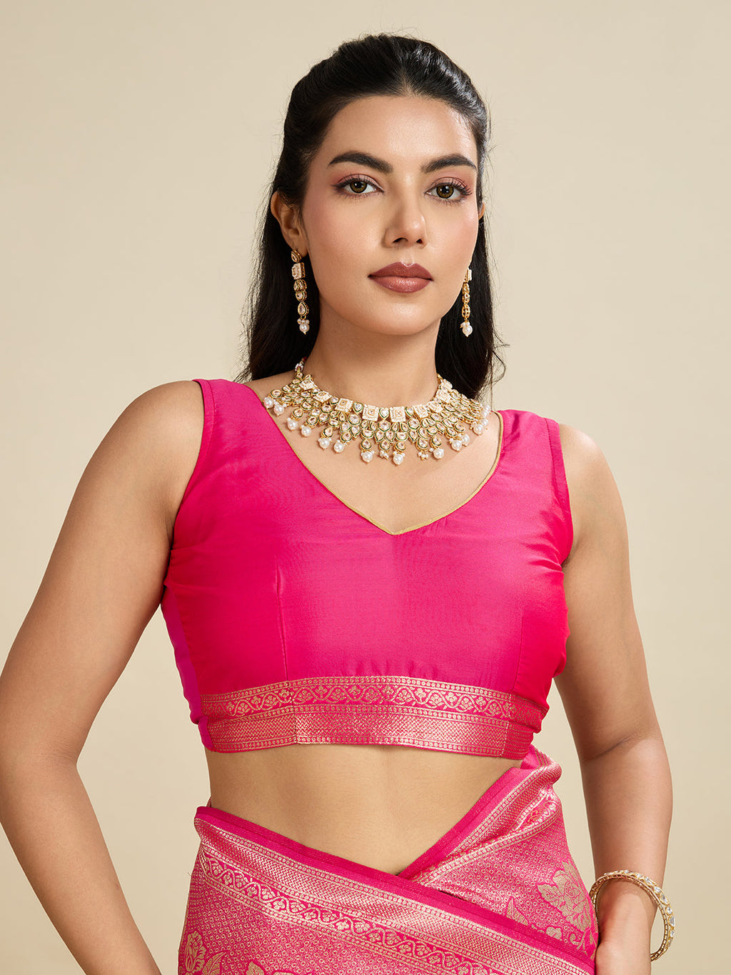 Jyoti Fashion Women's Pink Soft Kanjivaram Silk Zari Woven Designer Saree with Blouse | Grocsy