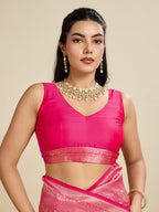 Jyoti Fashion Women's Pink Soft Kanjivaram Silk Zari Woven Designer Saree with Blouse | Grocsy