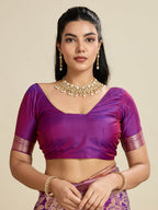 Jyoti Fashion Women's Purple Soft Kanjivaram Silk Zari Woven Designer Saree with Blouse | Grocsy
