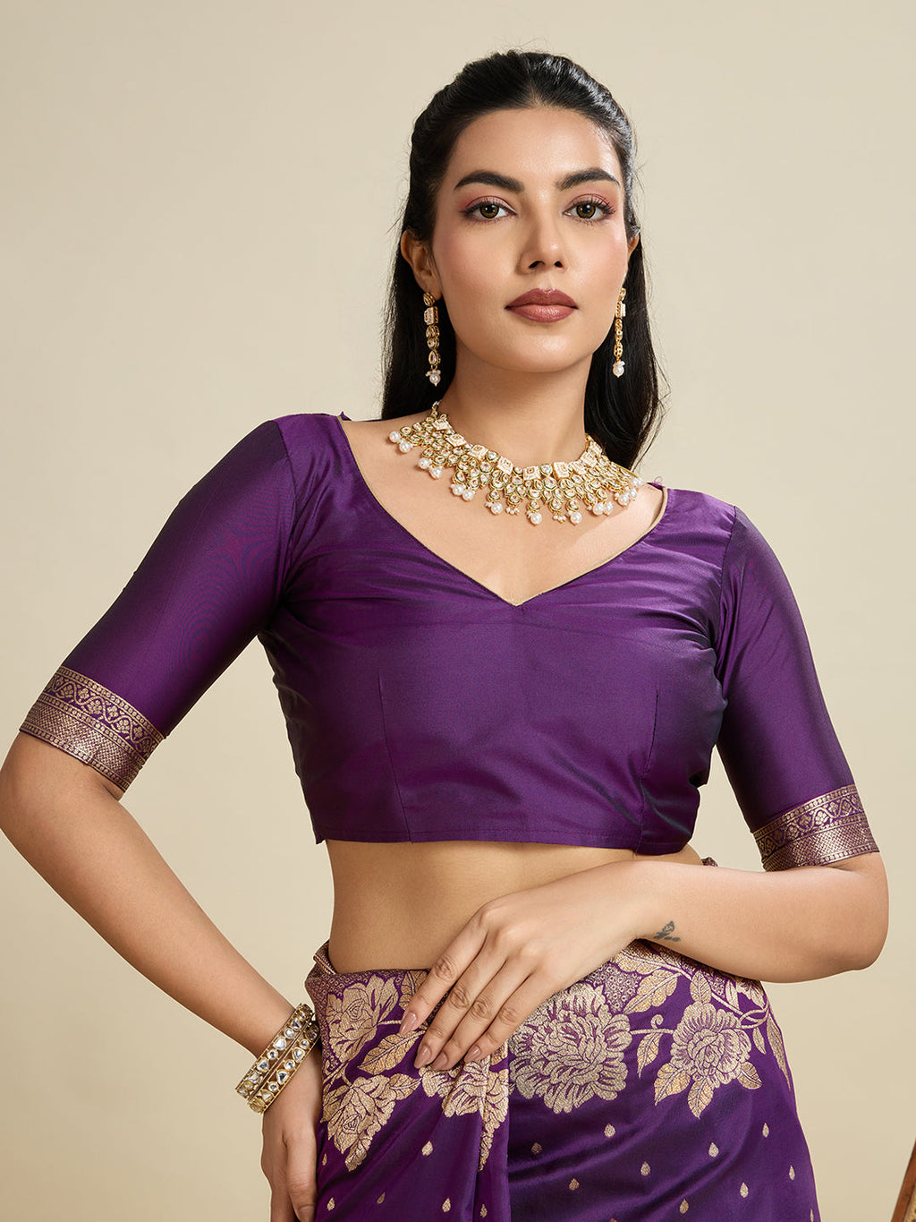Jyoti Fashion Women's Wine Soft Kanjivaram Silk Zari Woven Designer Saree with Blouse | Grocsy