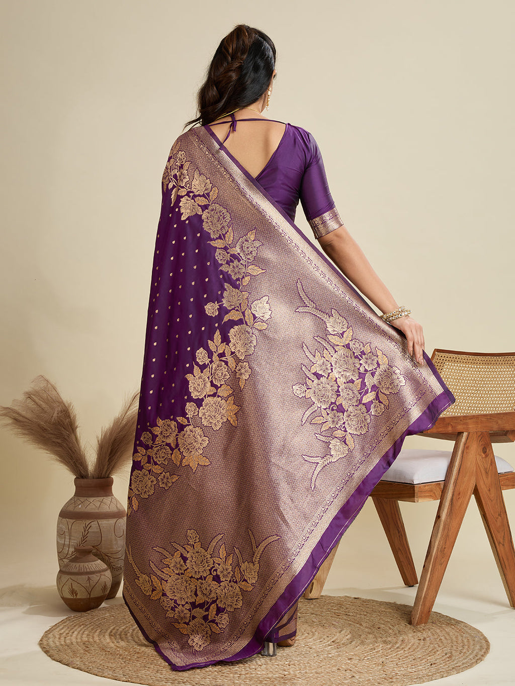 Jyoti Fashion Women's Wine Soft Kanjivaram Silk Zari Woven Designer Saree with Blouse | Grocsy