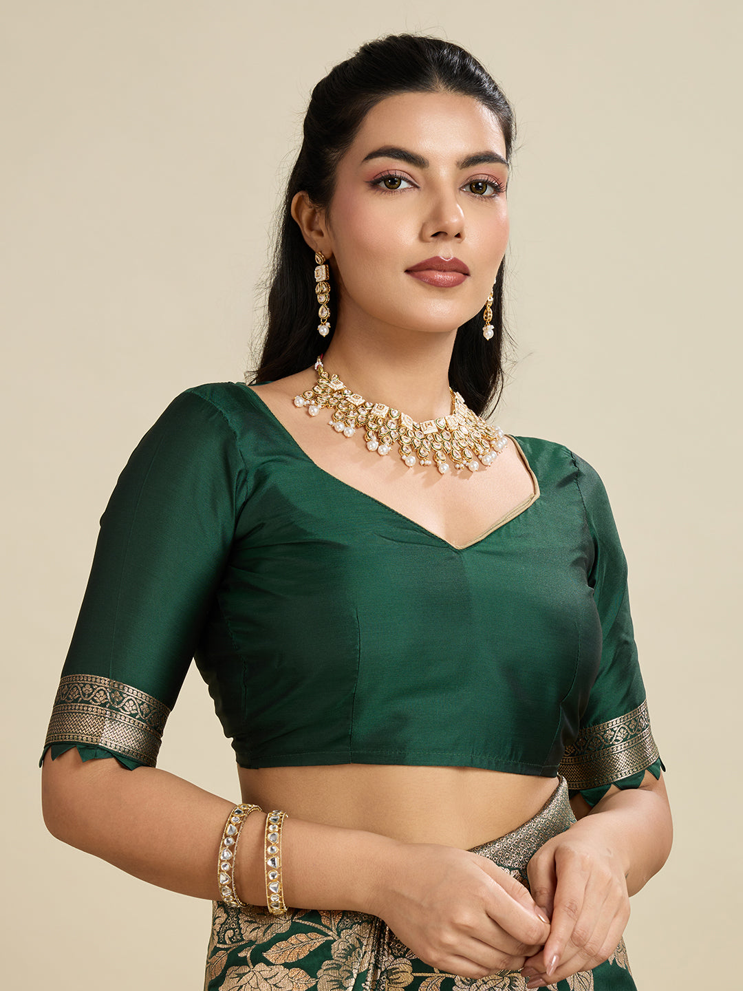 Jyoti Fashion Women's Bottle Green Soft Kanjivaram Silk Zari Woven Designer Saree with Blouse | Grocsy