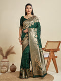 Jyoti Fashion Women's Bottle Green Soft Kanjivaram Silk Zari Woven Designer Saree with Blouse | Grocsy