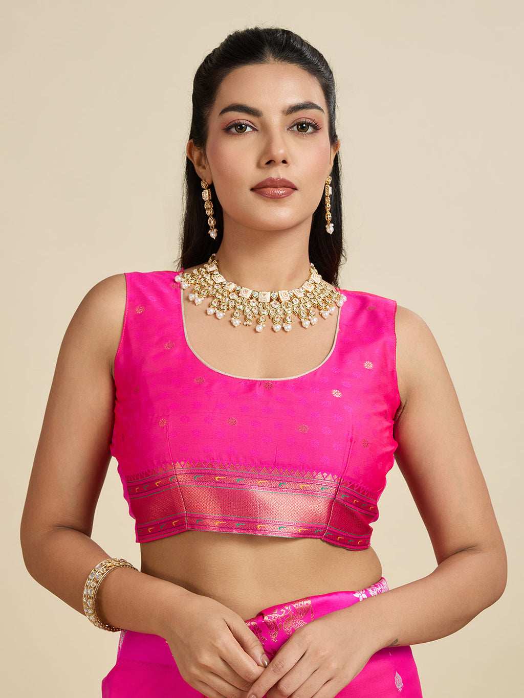 Jyoti Fashion Women's Pink Soft Kanjivaram Paithani Silk Zari Woven Designer Saree with Blouse | Grocsy