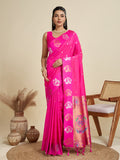 Jyoti Fashion Women's Pink Soft Kanjivaram Paithani Silk Zari Woven Designer Saree with Blouse | Grocsy