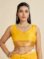Jyoti Fashion Women's Yellow Soft Kanjivaram Paithani Silk Zari Woven Designer Saree with Blouse | Grocsy
