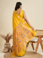 Jyoti Fashion Women's Yellow Soft Kanjivaram Paithani Silk Zari Woven Designer Saree with Blouse | Grocsy