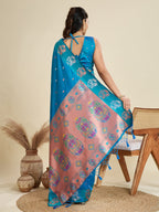 Jyoti Fashion Women's Sky Blue Soft Kanjivaram Paithani Silk Zari Woven Designer Saree with Blouse | Grocsy