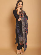 Jyoti Fashion Women's Navy Blue Velvet Floral Resham Thread with Jari & Sequince work Designer Straight Suit Set | Grocsy