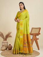Jyoti Fashion Women's Mehendi Soft Kanjivaram Paithani Silk Zari Woven Designer Saree with Blouse | Grocsy