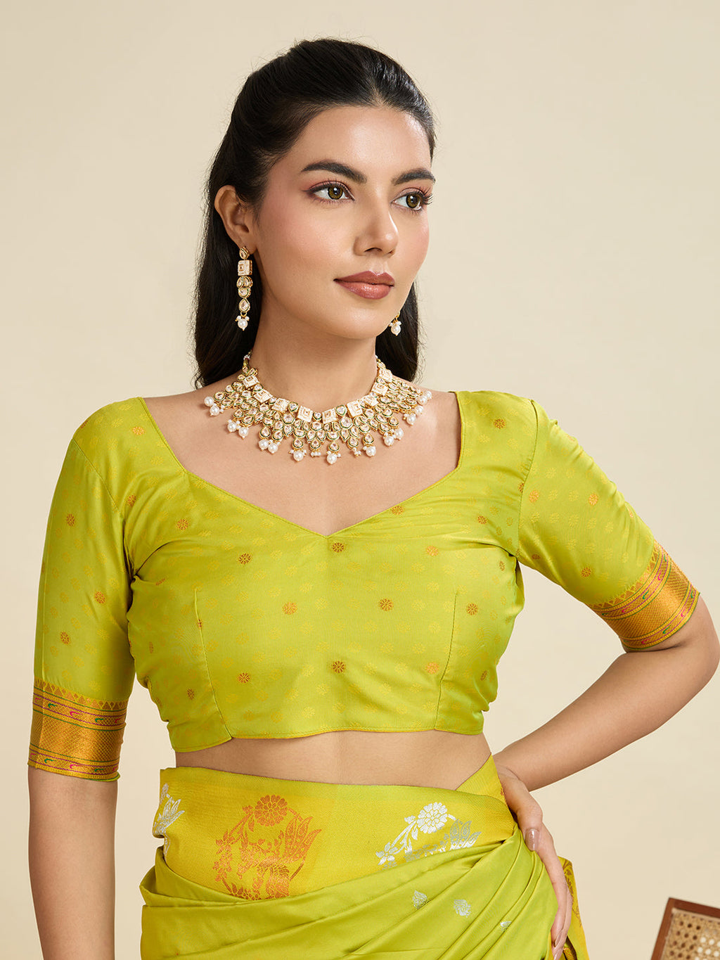 Jyoti Fashion Women's Mehendi Soft Kanjivaram Paithani Silk Zari Woven Designer Saree with Blouse | Grocsy