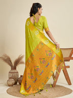 Jyoti Fashion Women's Mehendi Soft Kanjivaram Paithani Silk Zari Woven Designer Saree with Blouse | Grocsy