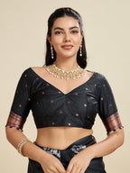 Jyoti Fashion Women's Black Soft Kanjivaram Paithani Silk Zari Woven Designer Saree with Blouse | Grocsy