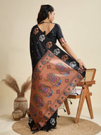 Jyoti Fashion Women's Black Soft Kanjivaram Paithani Silk Zari Woven Designer Saree with Blouse | Grocsy