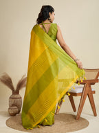 Jyoti Fashion Women's Yellow Khadi Raw Silk Temple Woven Border Designer Saree with Blouse | Grocsy