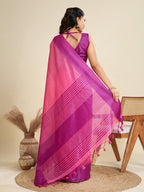 Jyoti Fashion Women's Pink Khadi Raw Silk Temple Woven Border Designer Saree with Blouse | Grocsy