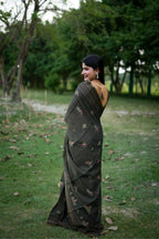 Jyoti Fashion Women's Black Tussar Silk Traditional Thread Work Designer Saree with Blouse | Grocsy